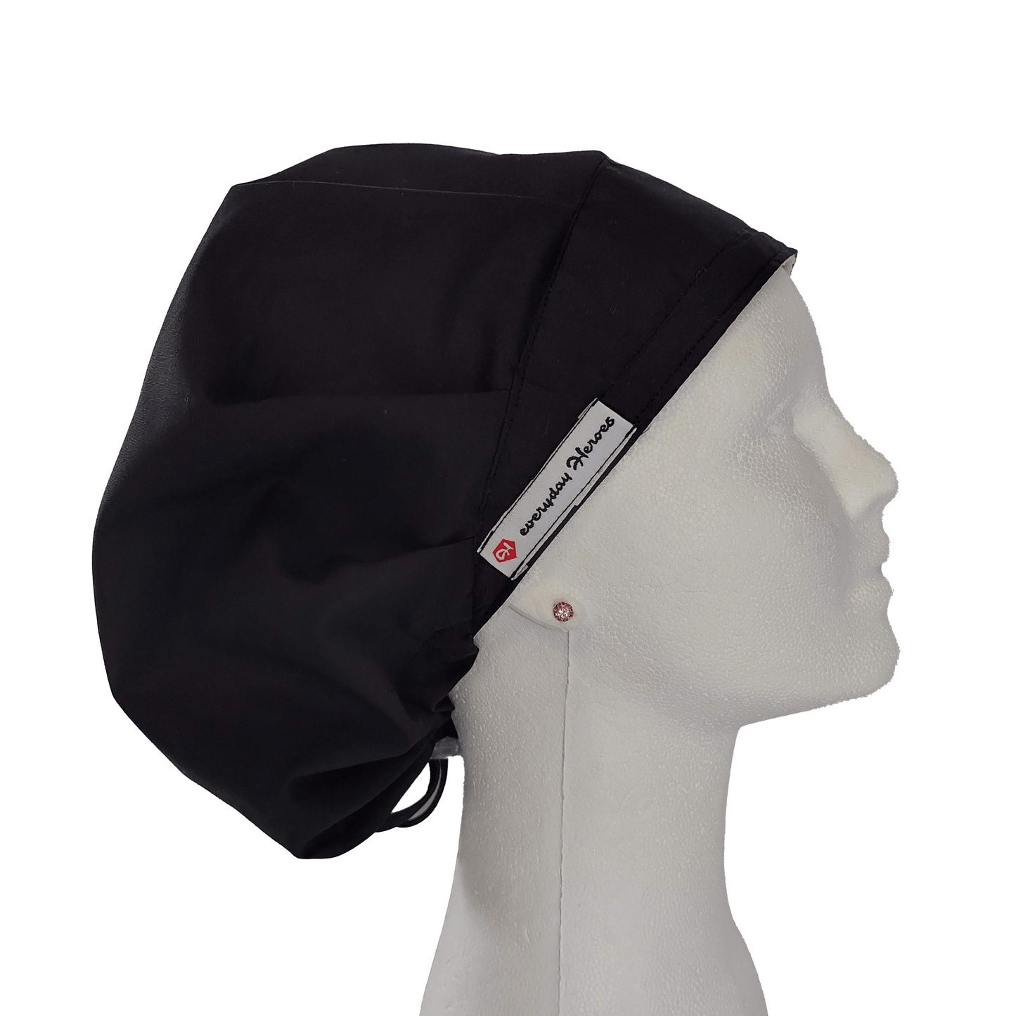 Scrub Cap Bouffant Black - [scrub_hat]-[scrub_cap_for_women]-[surgical_cap]