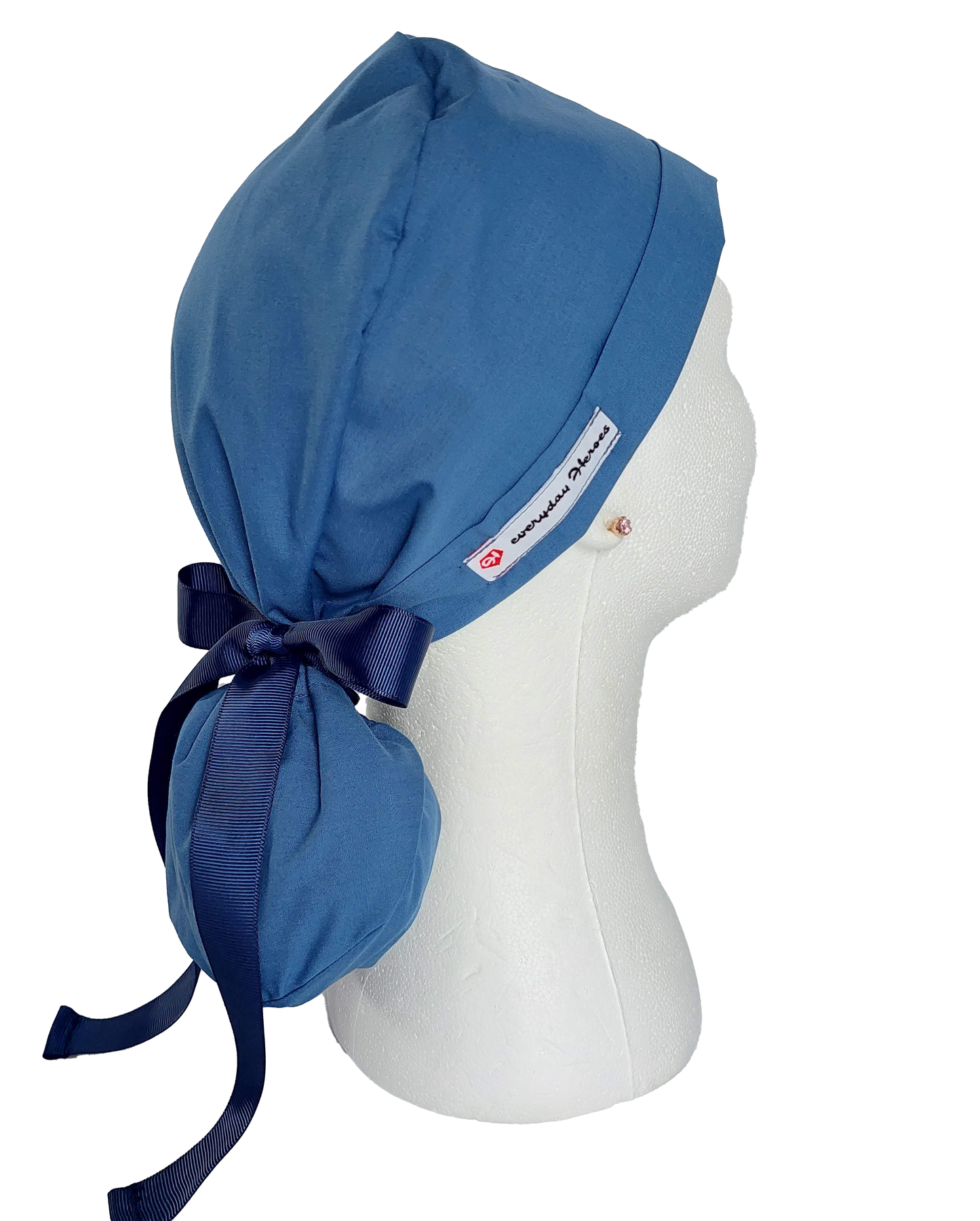 Ponytail Scrub Cap -  Surgical Cap Solid Blue Sea - [scrub_hat]-[scrub_cap_for_women]-[surgical_cap]
