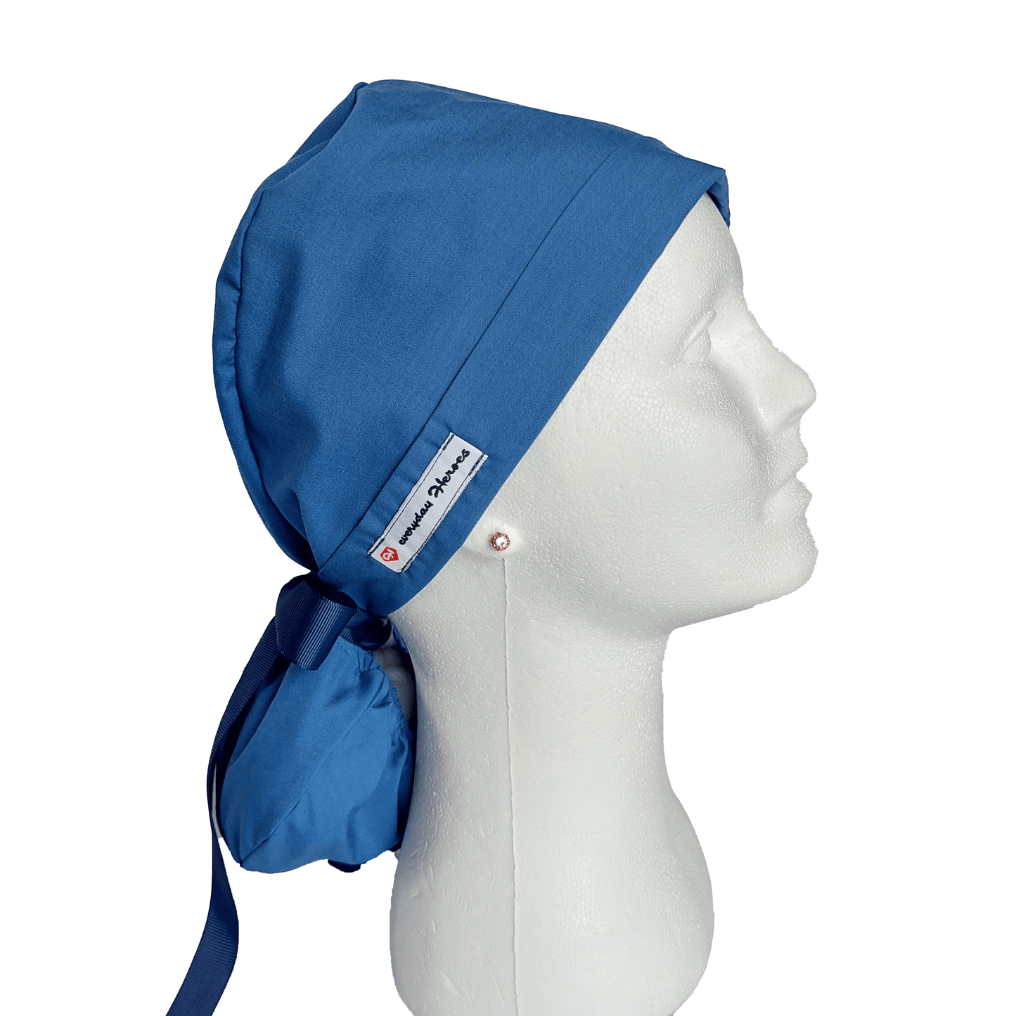 Ponytail Scrub Cap -  Surgical Cap Solid Blue Sea - [scrub_hat]-[scrub_cap_for_women]-[surgical_cap]