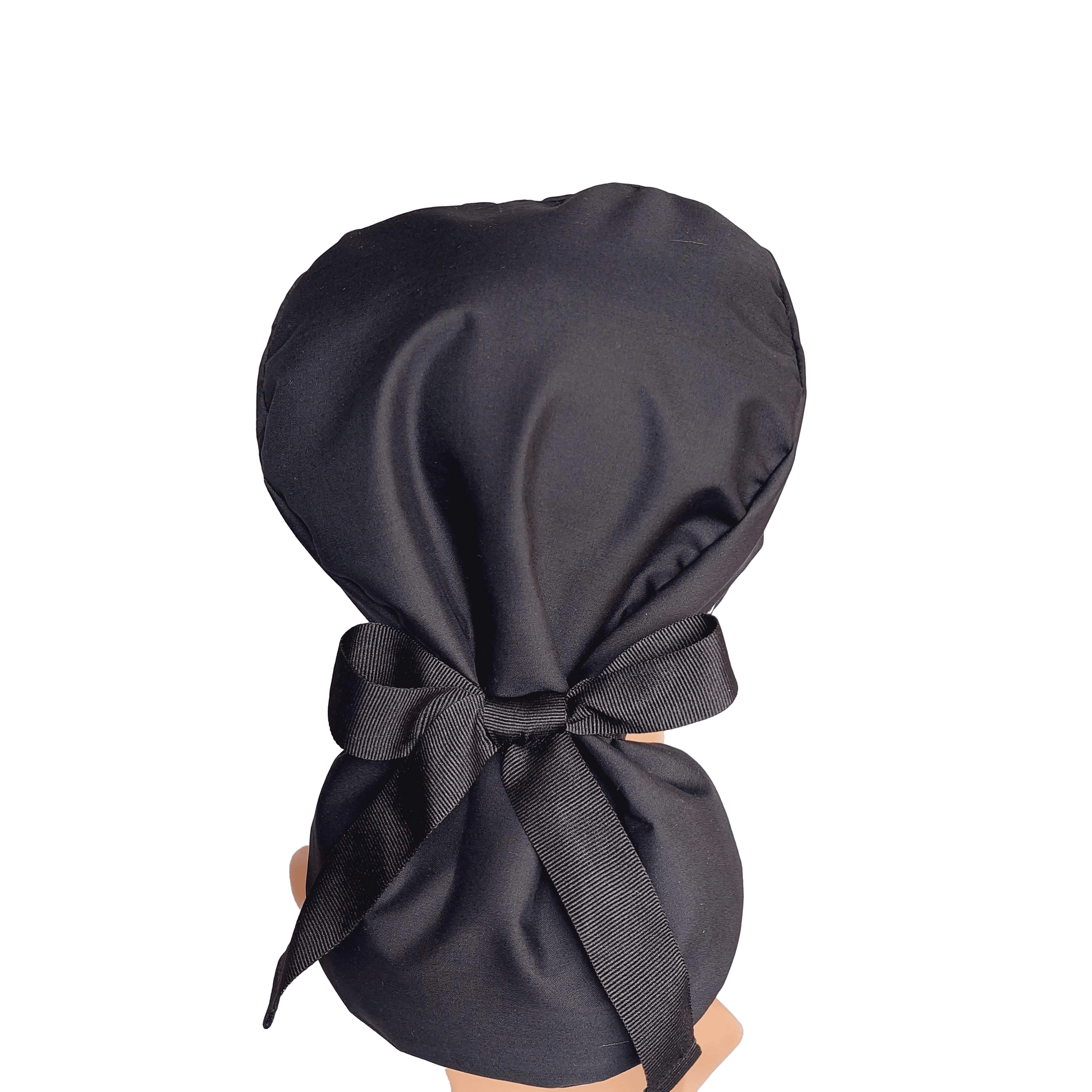 Ponytail Scrub Cap -  Surgical Cap Solid Black -Scrub Hat - [scrub_hat]-[scrub_cap_for_women]-[surgical_cap]