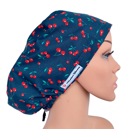 Scrub Cap -Surgical Cap Red Cherries - [scrub_hat]-[scrub_cap_for_women]-[surgical_cap]