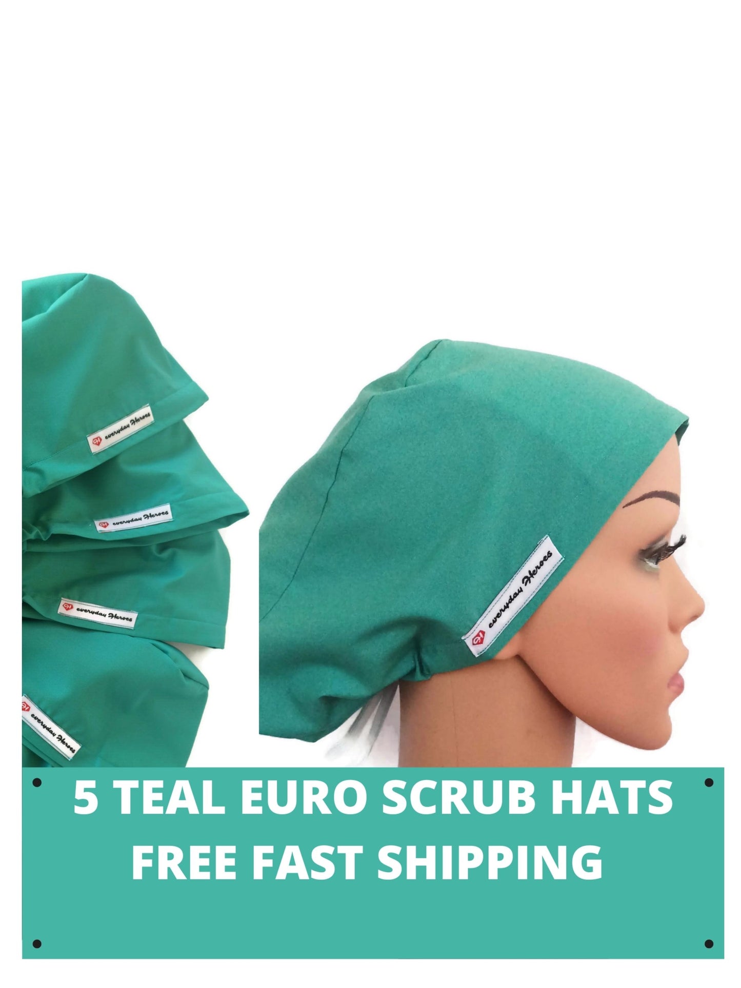 Set of 5 Scrub Caps With Buttons - [scrub_hat]-[scrub_cap_for_women]-[surgical_cap]